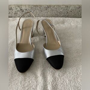 WORN ONCE MARC FISHER Silver and Black Women's Slingback Shoes SZ8